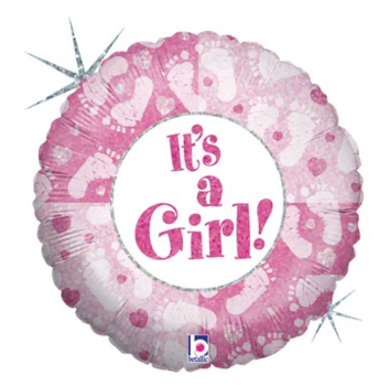 Folienballon - It's a girl, rosa Füßchen - ø 46cm